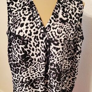 Rachel Zoe Black and White Animal Print Sleeveless Blouse